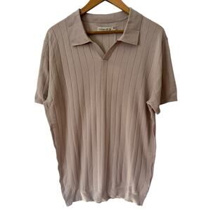 NWT Collars & Co Beige Pullover Collared Sweater Tencel Silk Mens Large